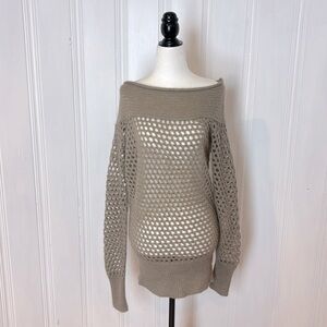 TWIK Light Grayish Taupe Mohair Crocheted Sweater